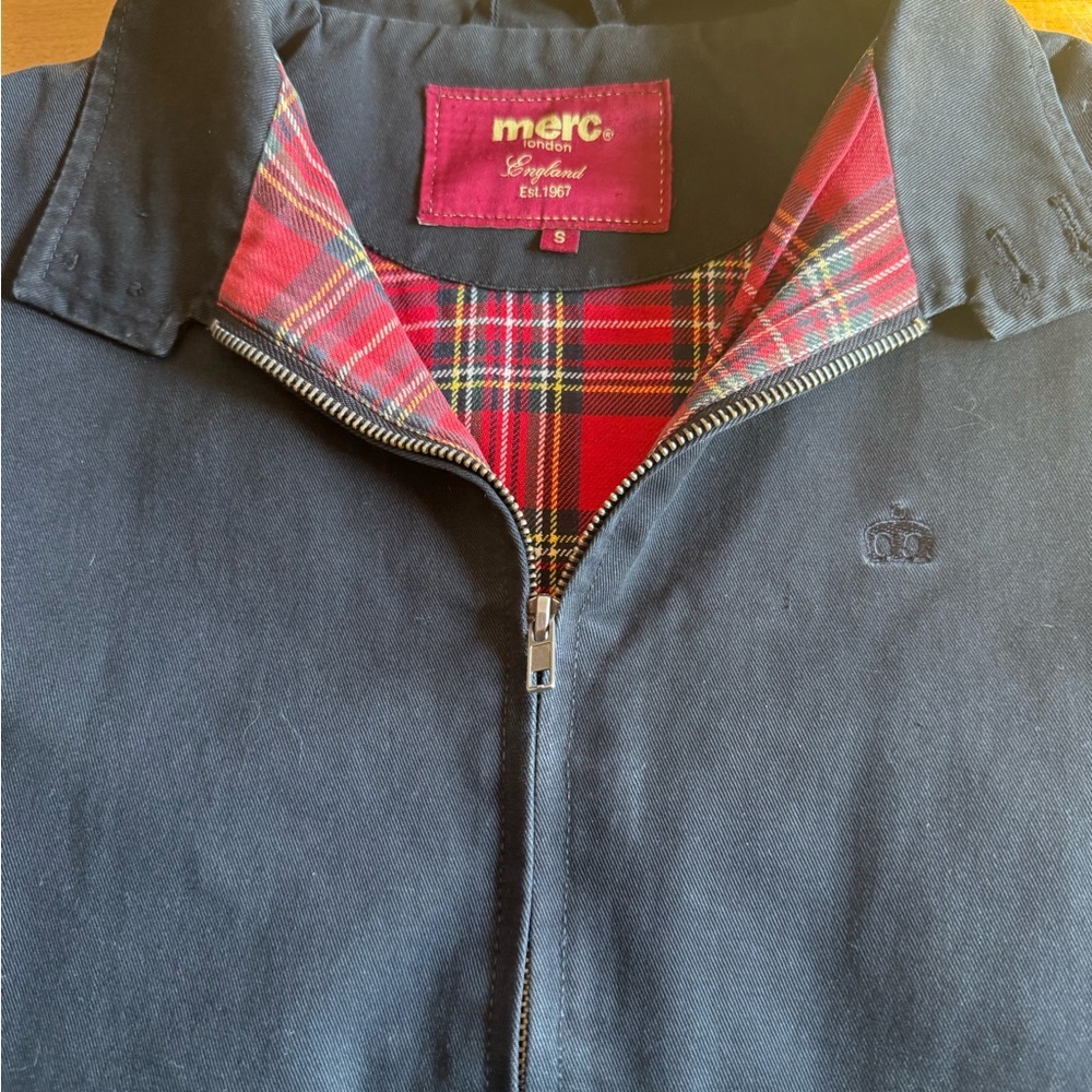 Harrington Bomber Jacket with Red Plaid Lining - Picture 2 of 8